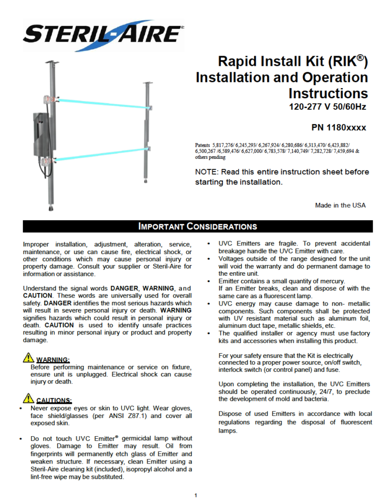 Rapid Install Kit (RIK) Installation Sheet pdf sheet thumbnail